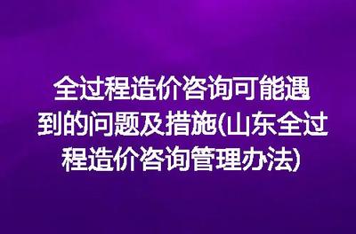 山东全过程造价咨询管理办法视角下 全过程造价咨询常见问题与应对措施